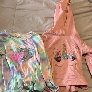 btween Pastel Tie-Dye and Pink Unicorn Hoodie Set